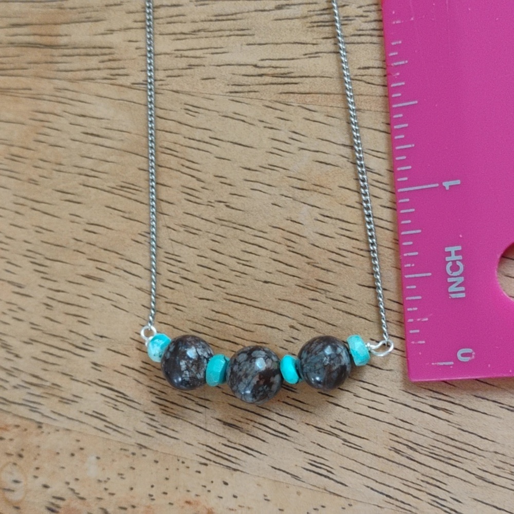 Kingman Turquoise and Jasper Necklace - Picture 7 of 10
